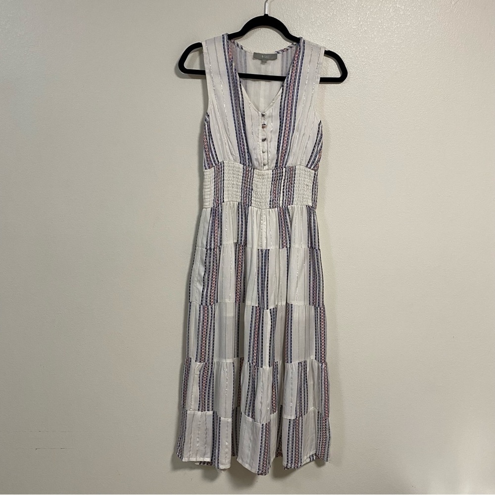 J Gee Dress Women’s Size Small Petite Plaid Stripe MIDI Dress